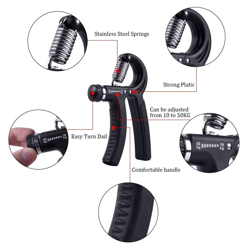 Luxon 2 Pack Hand Grip Strengthener Adjustable Resistance 22-110 Lbs (10-50kg) -Hand Grip Exerciser, Strengthen Grip, Hand Squeezer, Forearm Grip, Hand Exercise, Gripper, Finger Strengthener - Image 4